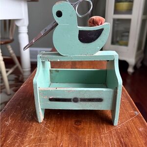 Vintage Wooden Sewing Caddy with Duck Design